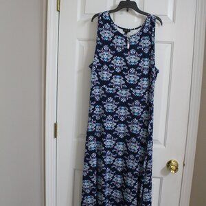 Talbots Maxi Dress Size XL; Blue Floral. Sleeveless; 58% Cotton 4% Spandex; M
